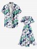 Plus Size Hibiscus Flower Leaf Tropical Print Split Hawaii Midi Dress -  