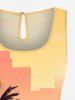 Combinaison hawaïenne cintrée grande taille à imprimé ombré cocotier - orange clair M