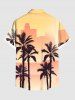 Plus Size Coconut Tree Ombre Print Buttons Pocket Hawaii Shirt For Men -  