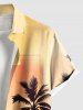 Chemise hawaïenne grande taille à imprimé cocotier ombré et boutons avec poches pour homme - orange clair 3XL