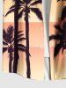 Plus Size Coconut Tree Ombre Print Buttons Pocket Hawaii Shirt For Men -  