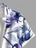 Plus Size Flowers Leaf Print Buttons Pocket Hawaii Shirt For Men - Blanc L