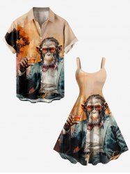 Gorilla Boss Ombre Print Plus Size Matching Hawaii Beach Outfit For Couples -  