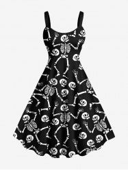 Plus Size Halloween Skeleton Skull Print Tank Dress -  