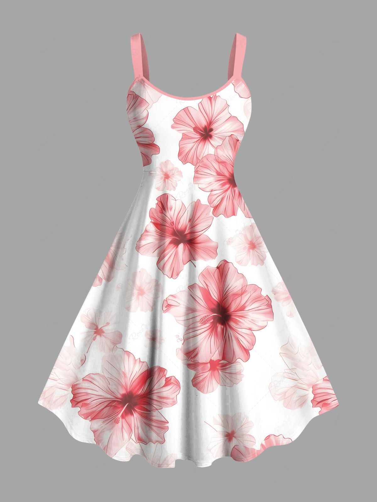 Robe débardeur hawaïenne grande taille à imprimé fleurs d'hibiscus Blanc XXS