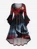 Halloween Wizard Boat Castle Bat Ombre Galaxy Print Plus Size Matching Outfit For Couples -  