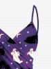 Halloween Pumpkin Wizard Ghost Moon Star Ombre Galaxy Print Plus Size Matching Outfit For Couples -  