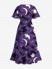 Halloween Pumpkin Wizard Ghost Moon Star Ombre Galaxy Print Plus Size Matching Outfit For Couples -  