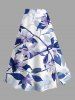 Ensemble assorti Hawaïen grande taille à imprimé fleurs et feuilles - Bleu Ciel 
