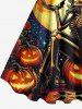 Halloween Pumpkin Skeleton Wizard Bat Moon Galaxy Print Plus Size Matching Outfit For Couples -  