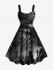 Halloween Skull Cross Crow Print Plus Size Matching Outfit For Couples -  