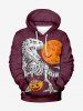 Halloween Pumpkin Dinosaur Skeleton Moon Bat Tree Print Plus Size Matching Outfit For Couples -  