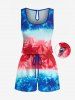 Matching Hawaii Shirt and Romper Plus Size Beach Outfit Coconut Tree Colorblock Printed for Couples -  