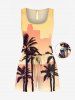 Matching Hawaii Shirt and Romper Plus Size Beach Outfit Coconut Tree Ombre Printed for Couples -  