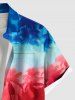 Chemise hawaïenne grande taille à imprimé cocotiers et poches boutonnées pour homme - Bleu Ciel L