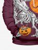 Sweat à capuche grande taille à manches longues pour homme, motif citrouille, dinosaure, squelette, lune, chauve-souris, arbre, Halloween - Rouge foncé 4XL
