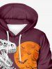 Sweat à capuche grande taille à manches longues pour homme, motif citrouille, dinosaure, squelette, lune, chauve-souris, arbre, Halloween - Rouge foncé 5XL