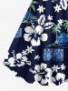 Robe débardeur grande taille à imprimé ethnique graphique hawaïen, motif cocotier et fleur d'hibiscus - Bleu Marine XXS