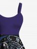 Plus Size Skull Candle Crow Divination Galaxy Print A Line Tank Dress -  