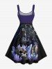 Robe débardeur trapèze grande taille à imprimé crâne, bougie, corbeau, divination, galaxie - Noir 3X