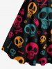 Robe débardeur trapèze grande taille à imprimé tête de mort, étoile et os pour Halloween - Noir 3X