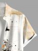 Plus Size Pumpkin Ghost Bat Maple Leaf Print Halloween Button Pocket Shirt For Men - Blanc M
