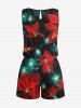 Combinaison hawaïenne grande taille à imprimé floral pailleté et cordon de serrage avec poches - Noir 1X