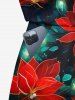 Combinaison hawaïenne grande taille à imprimé floral pailleté et cordon de serrage avec poches - Noir 1X