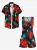 Combinaison hawaïenne grande taille à imprimé floral pailleté et cordon de serrage avec poches - Noir 1X