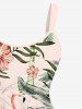 Plus Size Flamingo Hibiscus Flowers Tropical Leaf Coconut Tree Print Hawaii Tank Dress -  