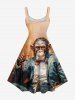 Plus Size Gorilla Boss Ombre Print Hawaii Tank Dress -  