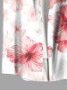 Plus Size Hibiscus Flowers Print Buttons Pocket Hawaii Shirt For Men -  