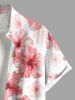 Plus Size Hibiscus Flowers Print Buttons Pocket Hawaii Shirt For Men -  
