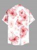 Plus Size Hibiscus Flowers Print Buttons Pocket Hawaii Shirt For Men -  
