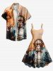 Robe débardeur hawaïenne grande taille à imprimé ombré Gorilla Boss - Orange 2X