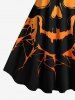 Plus Size Halloween Skull Spider Web Print Tank Dress -  