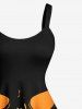 Plus Size Halloween Skull Spider Web Print Tank Dress -  