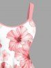 Plus Size Hibiscus Flowers Print Hawaii Tank Dress -  