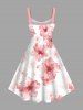 Plus Size Hibiscus Flowers Print Hawaii Tank Dress -  