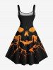 Robe débardeur grande taille à imprimé toile d'araignée et tête de mort pour Halloween - Noir 4X
