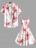 Plus Size Hibiscus Flowers Print Hawaii Tank Dress -  