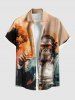 Plus Size Gorilla Boss Ombre Print Buttons Pocket Hawaii Shirt For Men -  