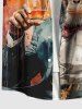 Plus Size Gorilla Boss Ombre Print Buttons Pocket Hawaii Shirt For Men -  