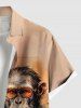 Plus Size Gorilla Boss Ombre Print Buttons Pocket Hawaii Shirt For Men -  