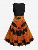 Plus Size Halloween Pumpkin Plaid Checkered Print 1950s Vintage Dress -  
