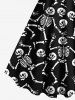 Plus Size Halloween Skeleton Skull Print Tank Dress -  