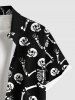 Plus Size Halloween Skeleton Skull Print Buttons Pocket Shirt For Men -  