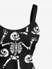 Plus Size Halloween Skeleton Skull Print Tank Dress -  