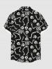 Plus Size Halloween Skeleton Skull Print Buttons Pocket Shirt For Men -  