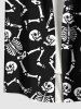 Plus Size Halloween Skeleton Skull Print Buttons Pocket Shirt For Men -  